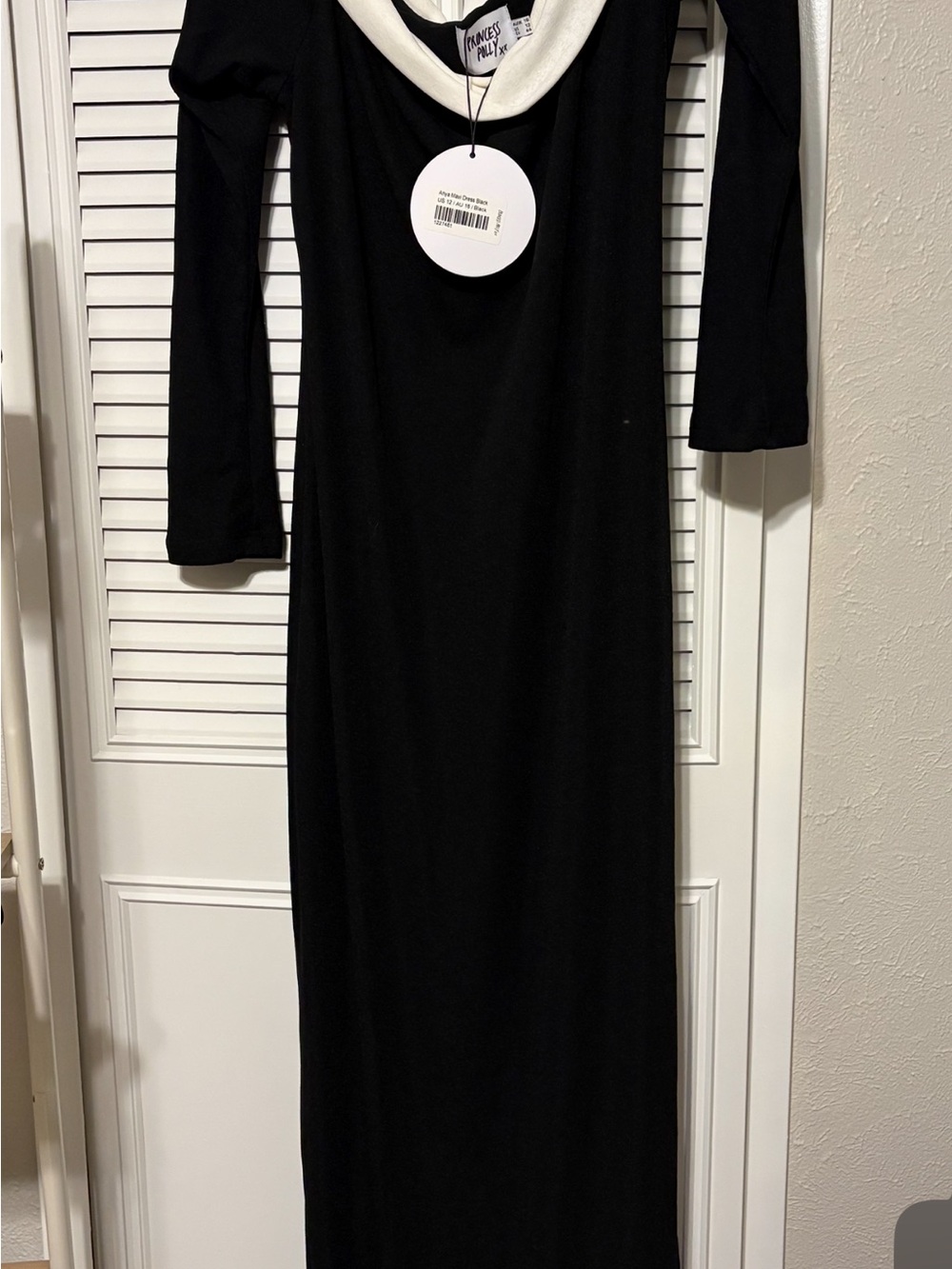 Princess Polly Black Maxi Dress with White Cowl Neck